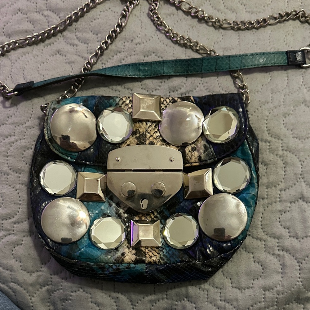 Stylish Blue and Silver Women's Bag